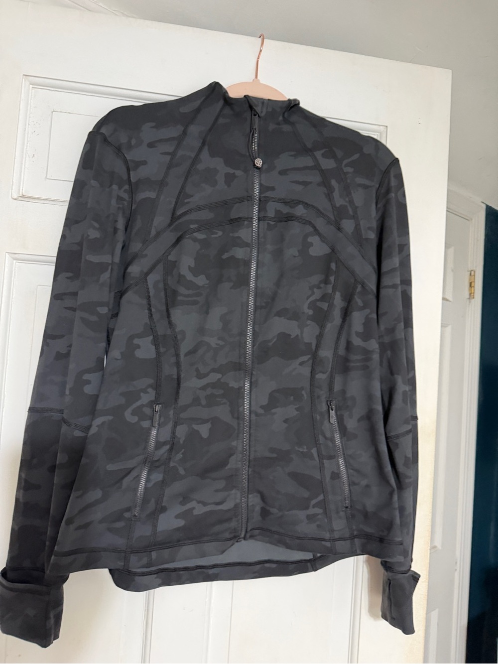lululemon athletica Black Grey Camouflage Bomber Jacket